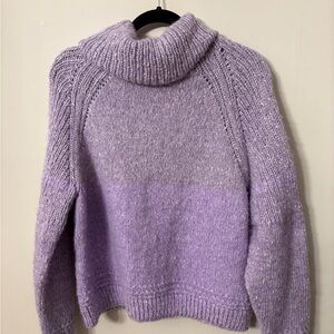 New Hand Knit Cozy Lavender Turtleneck Sweater